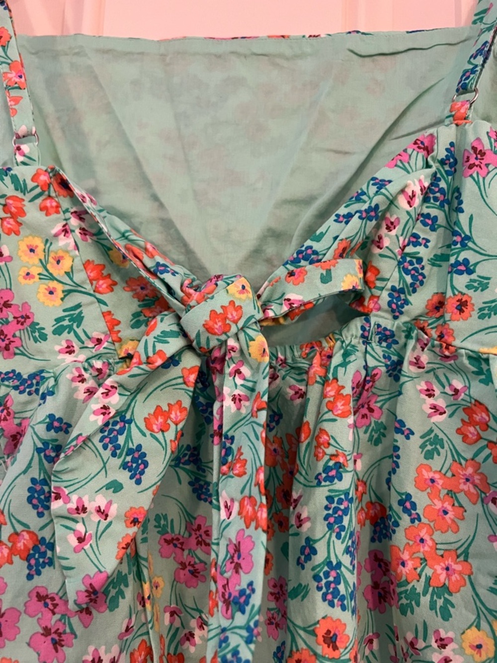 J.Crew Factory Green Floral Peplum Camisole Tie Back Adjustable Straps Size 8 - Picture 5 of 5